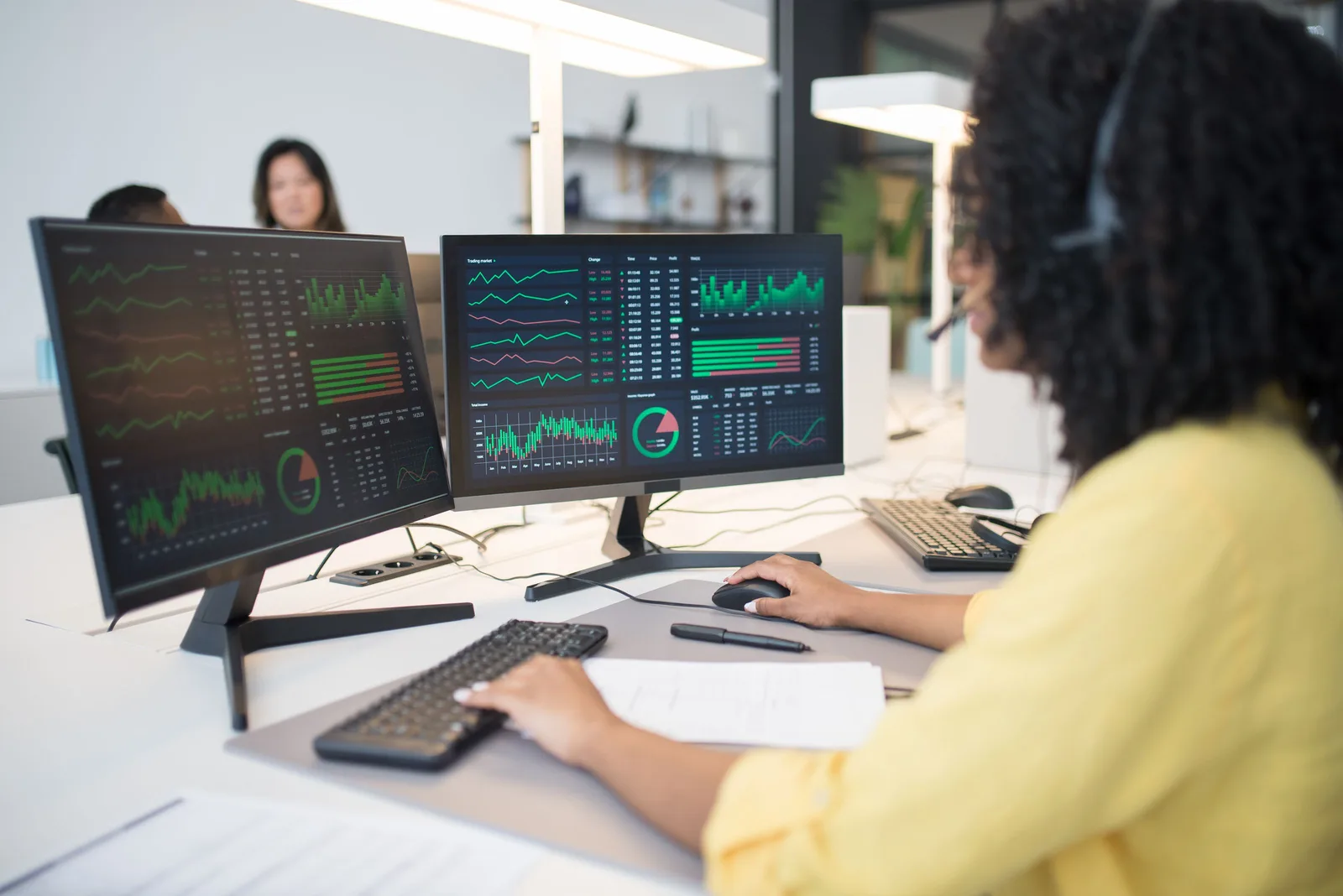 Analyst reviewing conversion tracking and analytics data